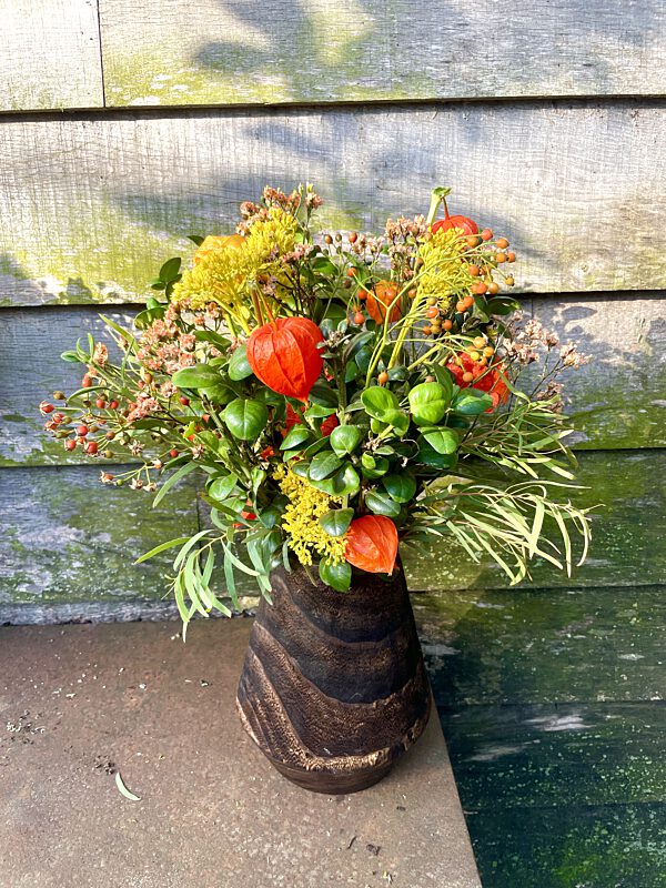 Catch houten vaas met indroogboeket