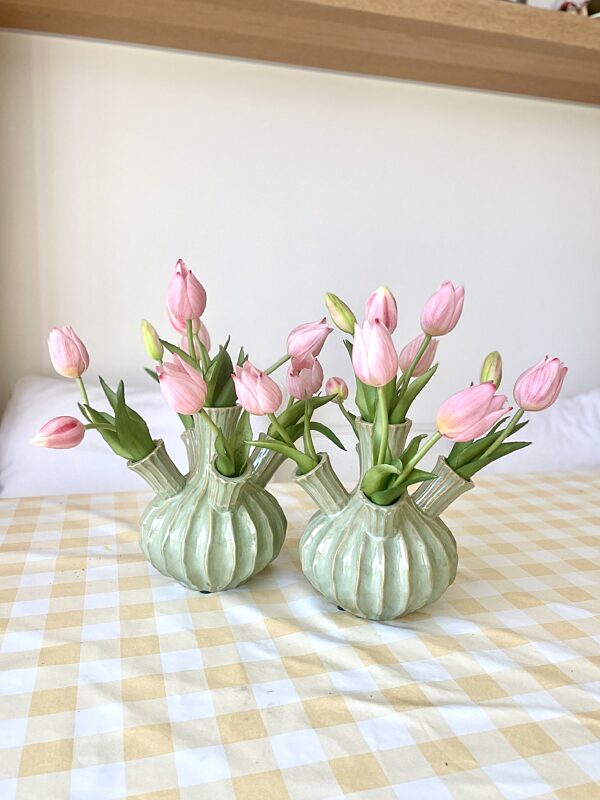 Catch pique fleur met kunst tulpen